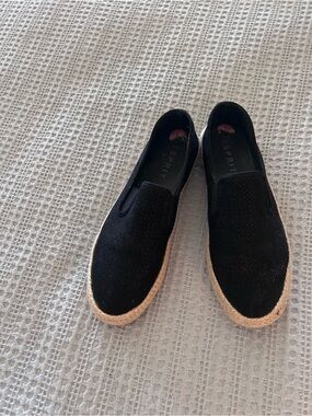Esprit Black Slip-On Espadrille Loafers with Jute Trim Sz 10